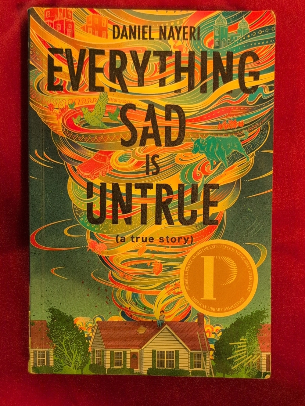 Paperbacks Vibrant Green and Red 'Everything Sad Is Untrue' Art Poster